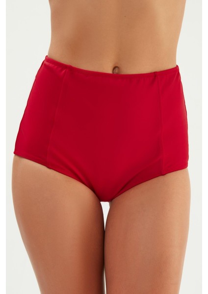 2512 Koyu Kırmızı Yüksek Bel Bikini Altı