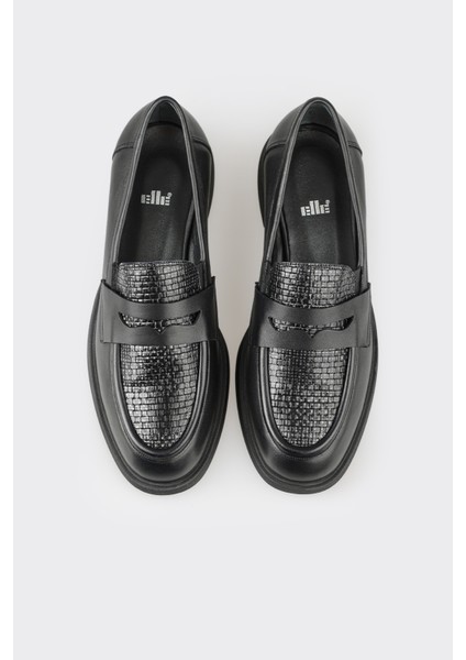 Siyah Deri Kadın Günlük Ayakkabı modelleri