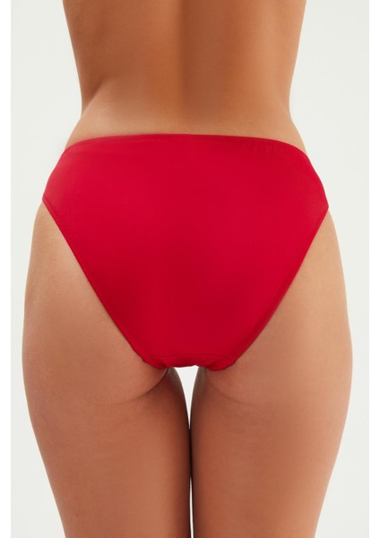 2514 Koyu Kırmızı Yüksek Bel Drapeli Bikini Altı modelleri