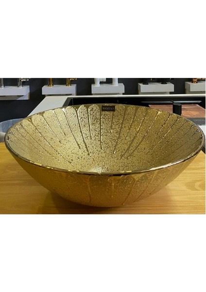 Tezgah Üstü Seramik Çanak Lavabo Gold