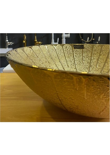 Tezgah Üstü Seramik Çanak Lavabo Gold