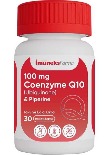 Imuneks Farma 100 Mg Koenzim Q10 Ubikinon Piperin Takviye Edici Gıda 30 Kapsül