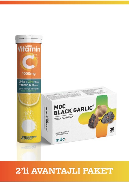 Vitamin C, Çinko, Vitamin D 20 Efervesan Tablet & Black Garlic