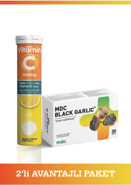 Mdc Vitamin C, Çinko, Vitamin D 20 Efervesan Tablet & Black Garlic