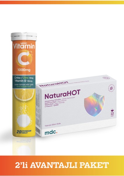 C Vitamini, D Vitamini ve Çinko Efervesan Tablet & Naturahot Avantajlı Paket