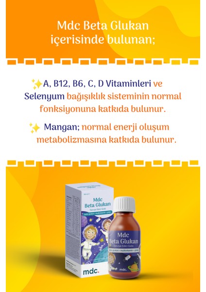 Beta Glukan Şurup (Beta Glukan, Multivitamin, Selenyum, Folik Asit) 150 ml