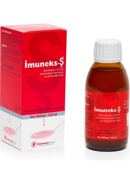 Imuneks-Ş Beta Glukan 13/16 ve Aserola Meyve Tozu İçeren Sıvı Takviye Edici Gıda 150 ml