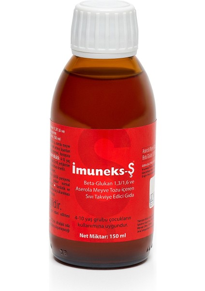 Imuneks-Ş Beta Glukan 13/16 ve Aserola Meyve Tozu İçeren Sıvı Takviye Edici Gıda 150 ml
