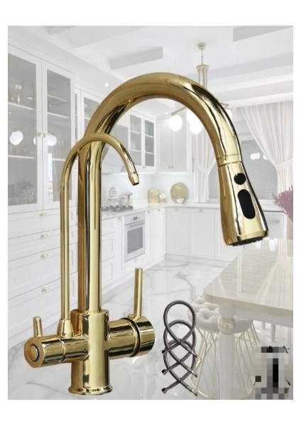 Gold Spiralli Arıtmalı Mutfak Evye Bataryası