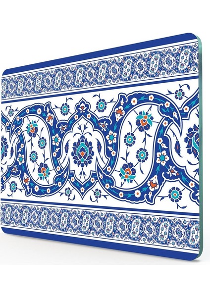 Cam Kesme Tahtası ve Sunum Tablası Çini Motif Desenli