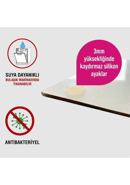 Cam Kesme Tahtası ve Sunum Tablası Çini Motif Desenli