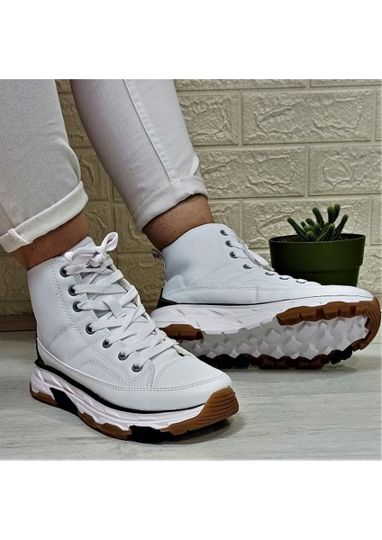 Vıole Pu Beyaz Kalın Tabanlı Hafif Rahat Spor Bot