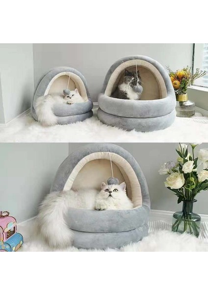Büyük Yarı Kapalı Kedi Evi Kedi Yatağı Kış Evcil Hayvan Malzemeleri (Yurt Dışından)