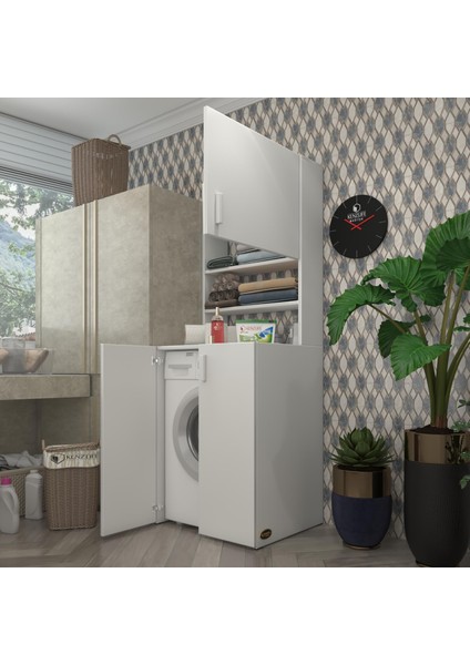 Kenzlife çamaşır makinesi dolabı kasparov byz 180*066*55-20 banyo kapaklı arkalıksız