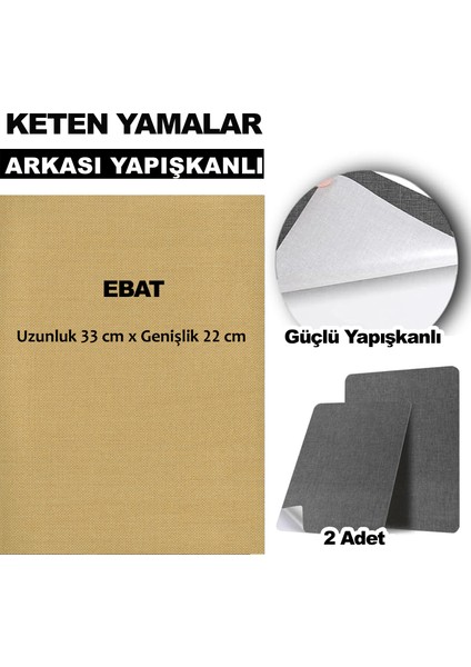 Keten Kumaş Tamir Yamaları Arkası Yapışkanlı Fixall Marka 22 x 33 Cm. 2 Adet Renkseçenekli