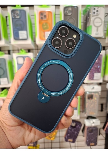 iPhone 16 Pro Max Kamera Lens Koruma Hediyeli Magsafe Özellikli 360 Derece Dönebilen Standlı Lüks Kılıf