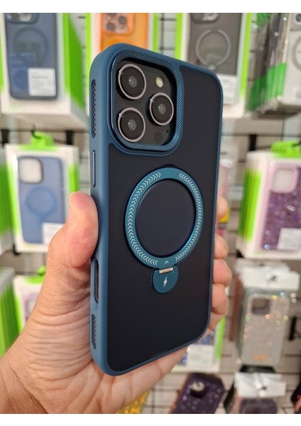 iPhone 16 Pro Max Kamera Lens Koruma Hediyeli Magsafe Özellikli 360 Derece Dönebilen Standlı Lüks Kılıf