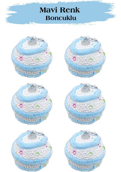 Yılbaşı Top Süs 5 cm Mavi Renkli Boncuklu 6 Lı