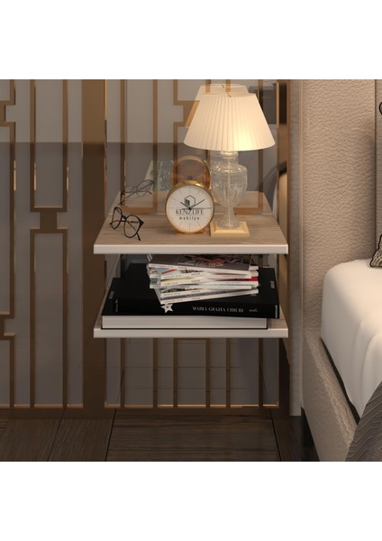 Kenzlife Kenzlife Komodin Guiseppe Crd Komidin 39 x 19 cm 2 Parça Duvara Monte Askı Aparatlı