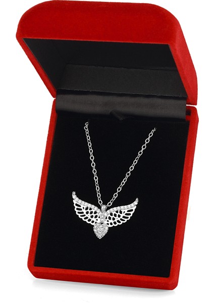 Gümüş Kaplama Zirkon Taşlı Melek Kanadı Kolye PS2303