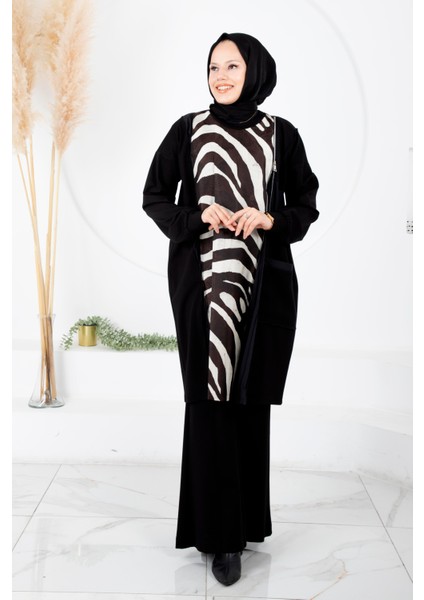 Zebra Detaylı Misswenche Tunik Siyah 34037