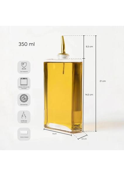 Molivet 3'lü Silver Kapak Cam Yağdanlık Sosluk Sirkelik 350-500-750 ml modelleri