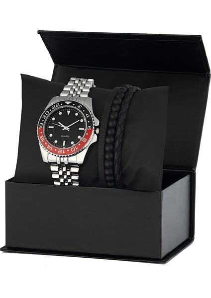 Erkek Metal Kol Saati Bileklik Kombin Set PS2355