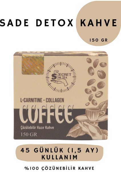 Kilo Ver*meye Yardımcı Kolojenli Sade Detox Kahve 1,5 Aylık (45 Kullanım)- Net 150GR