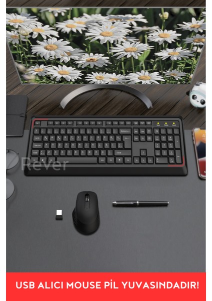 Kablosuz Klavye Mouse Seti Türkçe Q Klavye