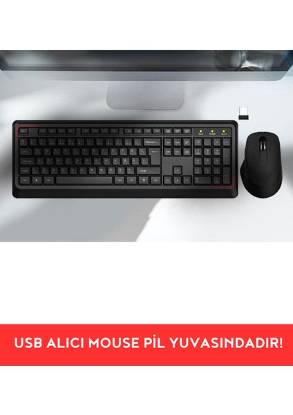 Kablosuz Klavye Mouse Seti Türkçe Q Klavye