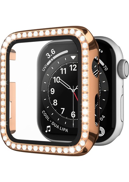 Apple Watch 9/8/se/7/6/5/4/3/2/1 Seri 45MM 44MM 42MM 41MM 40MM 38MM Uyumlu Parlak Taş Işlemeli Şık Işıltılı Renkli Kasa Ekran Koruyucu