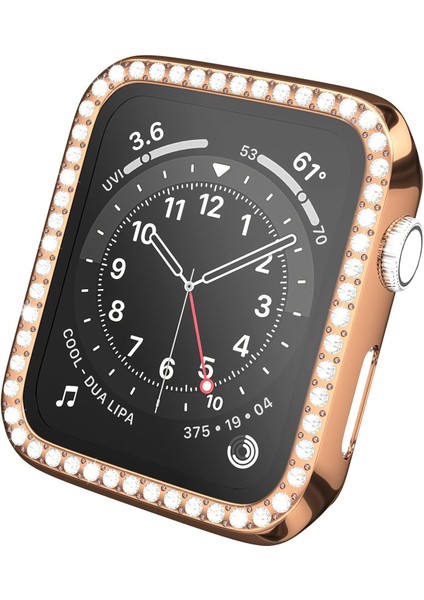 Apple Watch 9/8/se/7/6/5/4/3/2/1 Seri 45MM 44MM 42MM 41MM 40MM 38MM Uyumlu Parlak Taş Işlemeli Şık Işıltılı Renkli Kasa Ekran Koruyucu modelleri