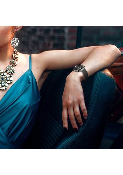 Apple Watch 9/8/se/7/6/5/4/3/2/1 Seri 45MM 44MM 42MM 41MM 40MM 38MM Uyumlu Parlak Taş Işlemeli Şık Işıltılı Renkli Kasa Ekran Koruyucu indirimleri