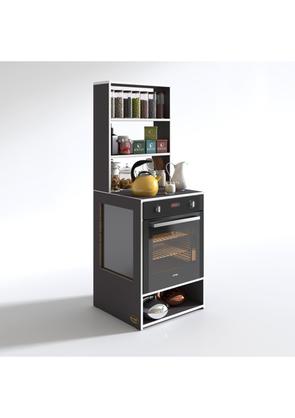 Kenzlife ankastre fırın dolabı ismihan gri 165*60*56 mutfak raflı
