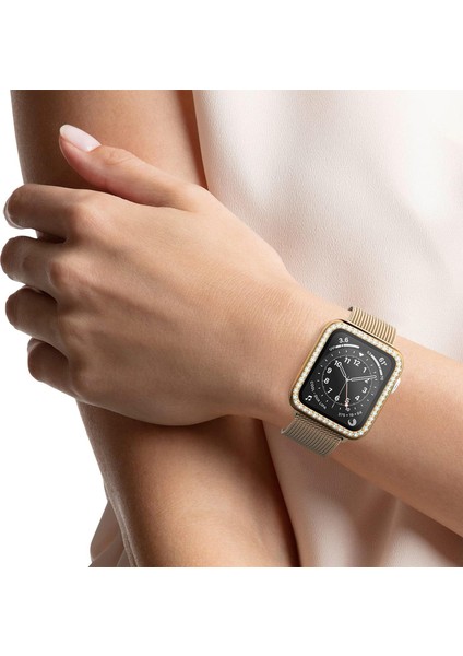 Apple Watch 9/8/se/7/6/5/4/3/2/1 Seri 45MM 44MM 42MM 41MM 40MM 38MM Uyumlu Parlak Taş Işlemeli Şık Işıltılı Renkli Kasa Ekran Koruyucu modelleri