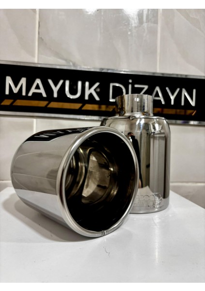 120MM Paslanmaz Krom Egzoz Ucu 120'LIK Her Araca Uyumlu Egzoz Ucu 1 Adet