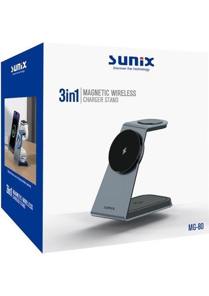 3in1 15W Telefon 2,5W Saat 3,5W Kulaklık Kablosuz Şarj Istasyonu Mg-80