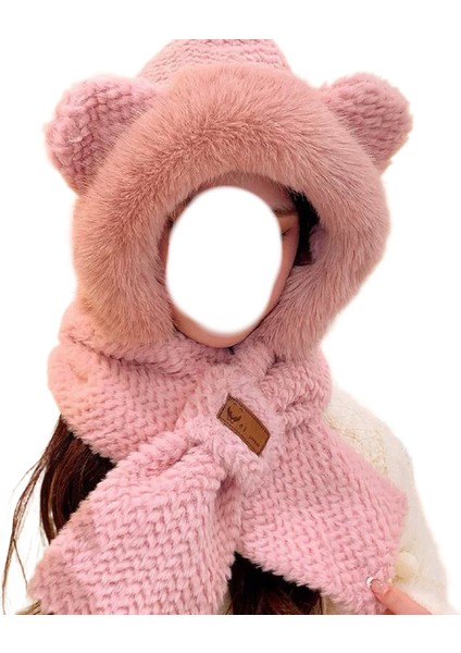 Peluş Atkı, Şapka, Kadın Sonbahar ve Kış Atkısı, Hepsi Bir Arada Sıcak Artı Kadife Bisiklet Atkısı, Sevimli Soğuk Koruması ve Kulak Koruması (Yurt Dışından)