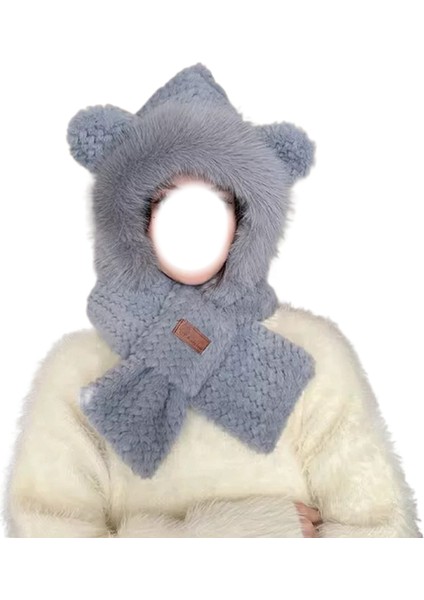 Peluş Atkı, Şapka, Kadın Sonbahar ve Kış Atkısı, Hepsi Bir Arada Sıcak Artı Kadife Bisiklet Atkısı, Sevimli Soğuk Koruması ve Kulak Koruması (Yurt Dışından)
