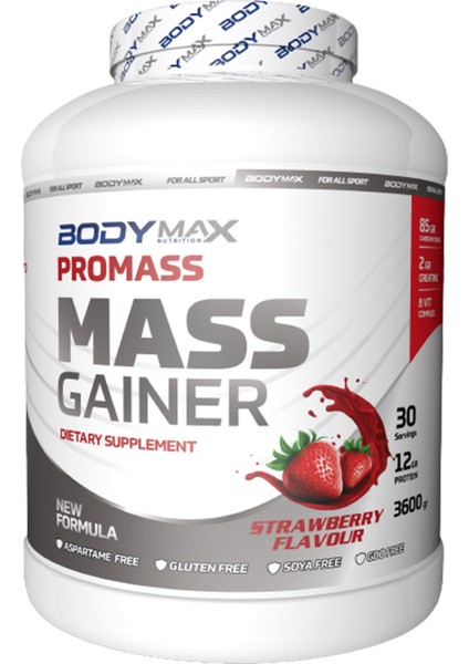 Promass Mass Gainer 3600 gr Çilek Aromalı + Amino Asit 400 Tablet + Shaker