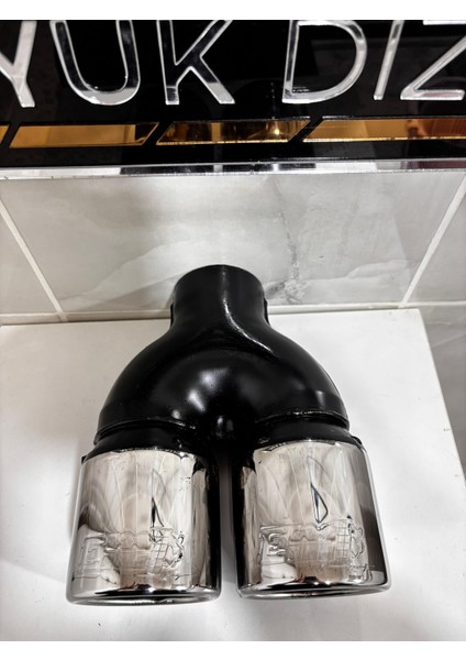 76MM Krom Düz Eşit Uçlu Çift Çıkışlı *paslanmaz Krom Içi Boş Egzoz Ucu 1 Adet