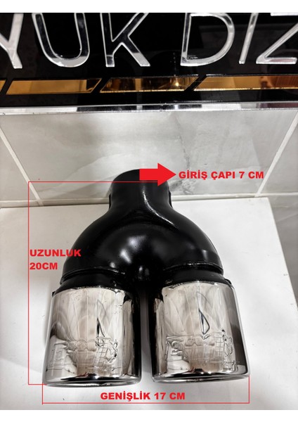 76MM Krom Düz Eşit Uçlu Çift Çıkışlı *paslanmaz Krom Içi Boş Egzoz Ucu 1 Adet fiyatları