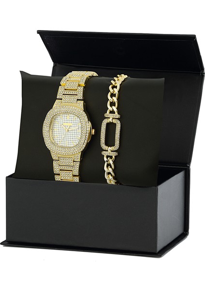 Zirkon Taşlı Kol Saati Bileklik Kombin Set PS2193