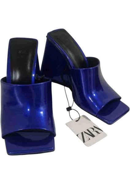 Allbucks Zara, Vinil Rugan Parlak Blog Topuklu Kare Burunlu Sandalet Terlik ABZR0176 fırsatları