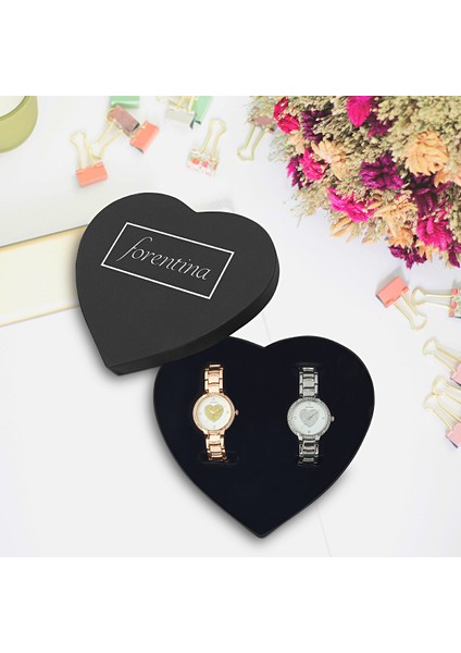 Kadın Çiftli Kol Saati Set- Kalpli Kutuda Hediye Set PS2189 fiyatları