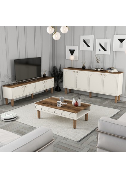 Variant Bohem 3 Lü Salon Takımı - Krem