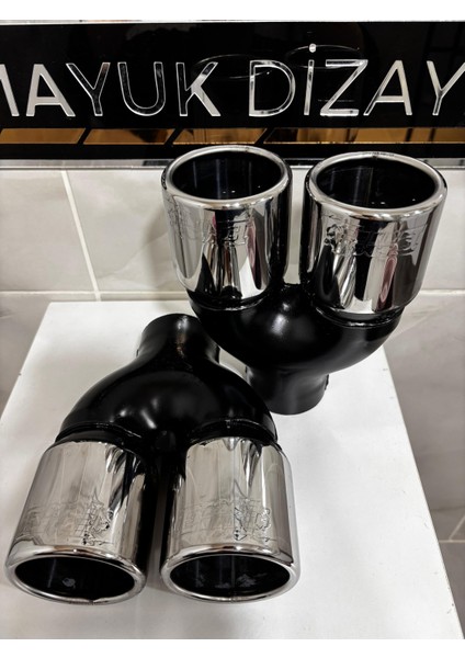 76MM Krom Düz Eşit Uçlu Çift Çıkışlı *paslanmaz Krom Içi Boş Egzoz Ucu 2 Adet fiyatları