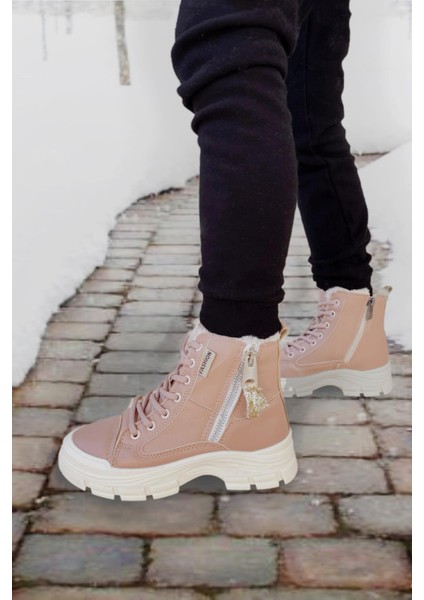 CX5428 Içi Kürklü Fermuar Detaylı Ortopedik Kız Çocuk Şık Günlük Bot Mercan fırsatları