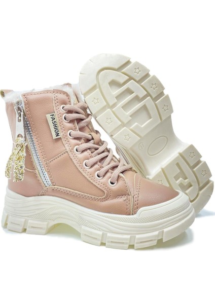 CX5428 Içi Kürklü Fermuar Detaylı Ortopedik Kız Çocuk Şık Günlük Bot Mercan indirimleri