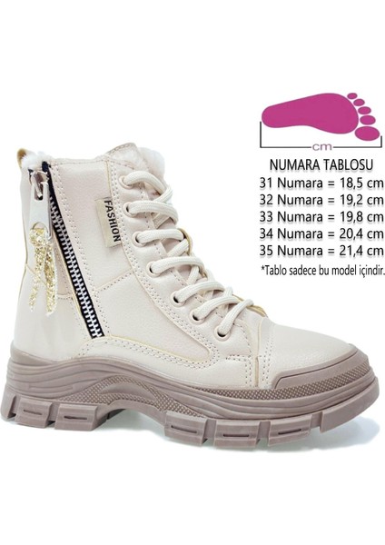 CX5428 Içi Kürklü Fermuar Detaylı Ortopedik Kız Çocuk Şık Günlük Bot Vizon fiyatları